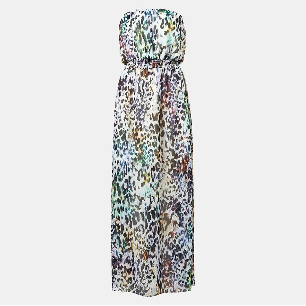 Topshop Petite US 2 Strapless Animal Print Maxi Dress